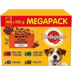 Pedigree Wet Adult Dog Food Mixed in Jelly Mega Pack 40 x 100g Pouches